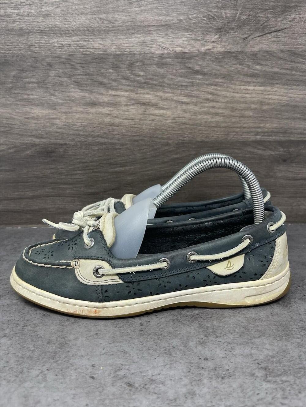 Sperry Angelfish Shoes Womens Size 7.5 Blue Boat Leather Lace Up Top Sider